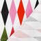 White-Red-Multi Diamond Printed Stretch Cotton Twill Sateen Woven Fabric By the Yard